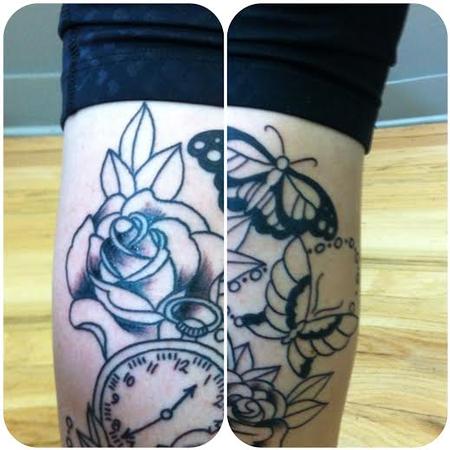 Jen Godfrey - roses and pocketwatch in progress